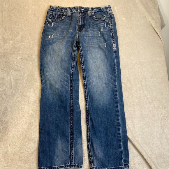 CJ Black Men's Jeans 32x30 Distressed Blue Denim Straight Leg 100% Cotton Pocket - Picture 13 of 16